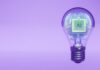 “AI와 함께하는 스마트 건강 관리, 우리 집 일상에 스며들다” Ai brain inside a lightbulb illustrates an idea.